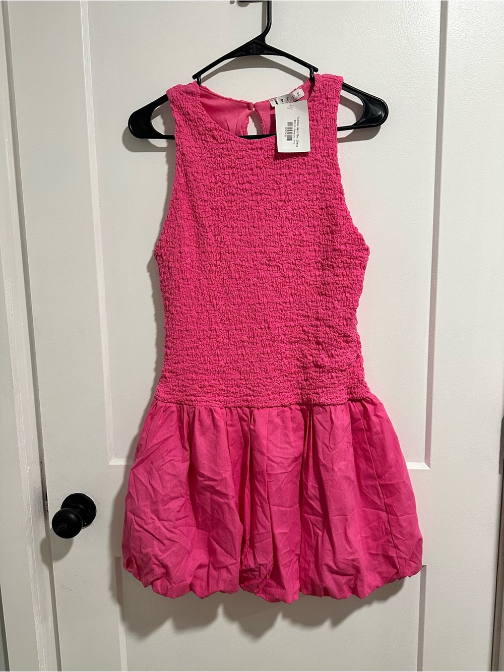HYFVE Womens Bright Pink Textured Bubble Dress